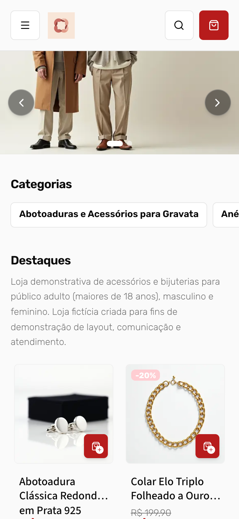 Vitrine demo Ateliê Bijoux