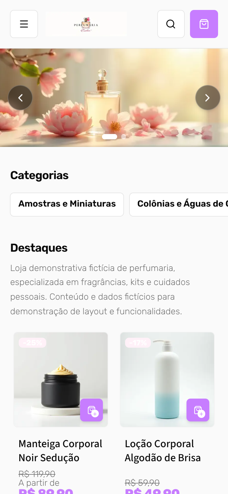 Vitrine demo Perfumaria Essência