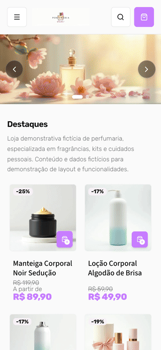 Vitrine de demonstração Essência