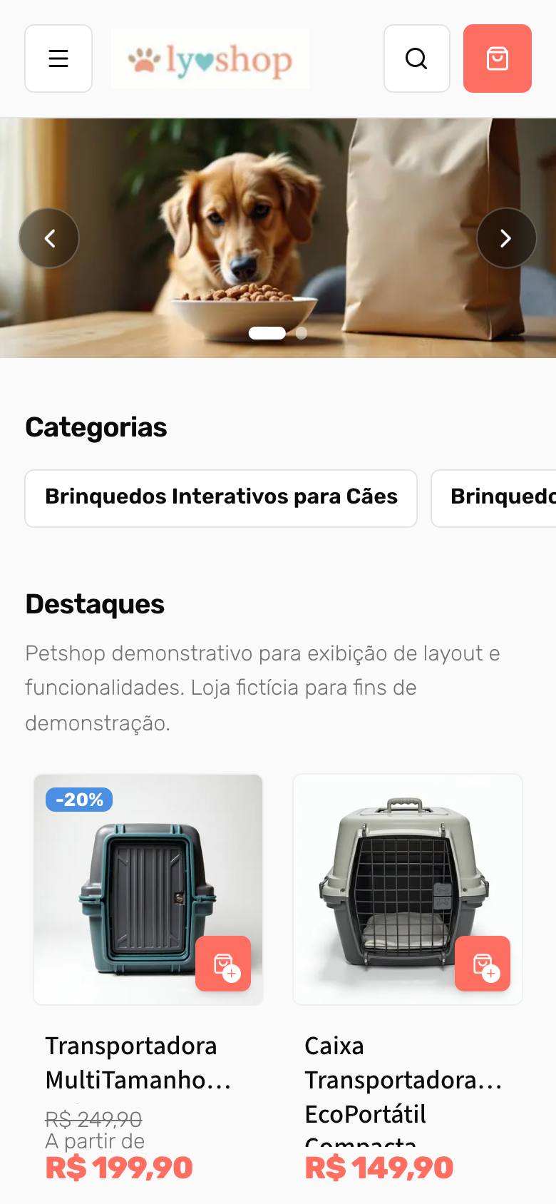 Vitrine demo PetFeliz